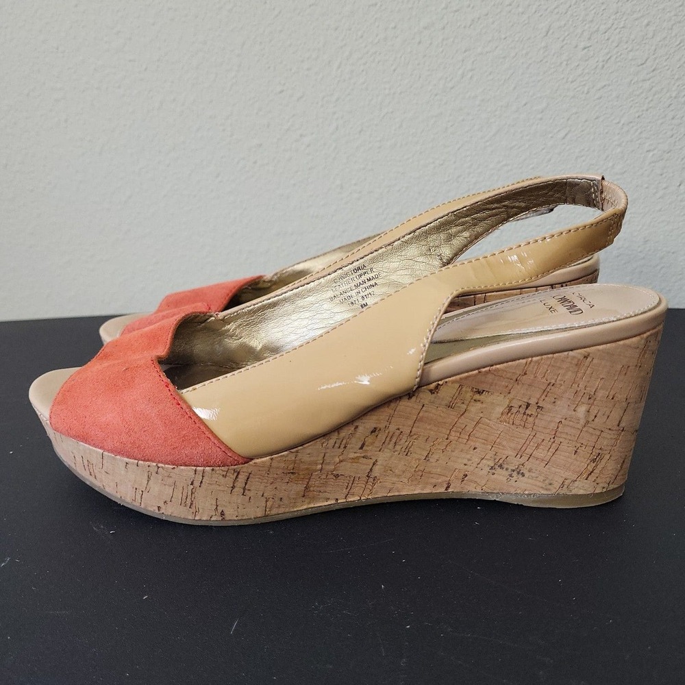 Circa Joan & David Luxe Womens CJ Wictoria Orange Beige Slingback Sandals Sz 8M‎